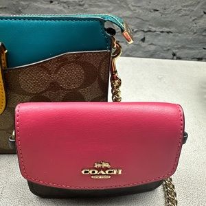 Coach C2917 Poppy Signature Leather Coin Pouch Crossbody Bag W6#2